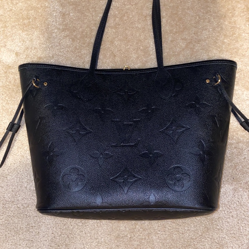 NEW Louis Vuitton NEVERFULL MM black monogram leather tote bag